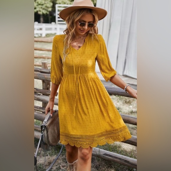 SHEIN Dresses & Skirts - SHEIN Mustard Long Sleeve Dress